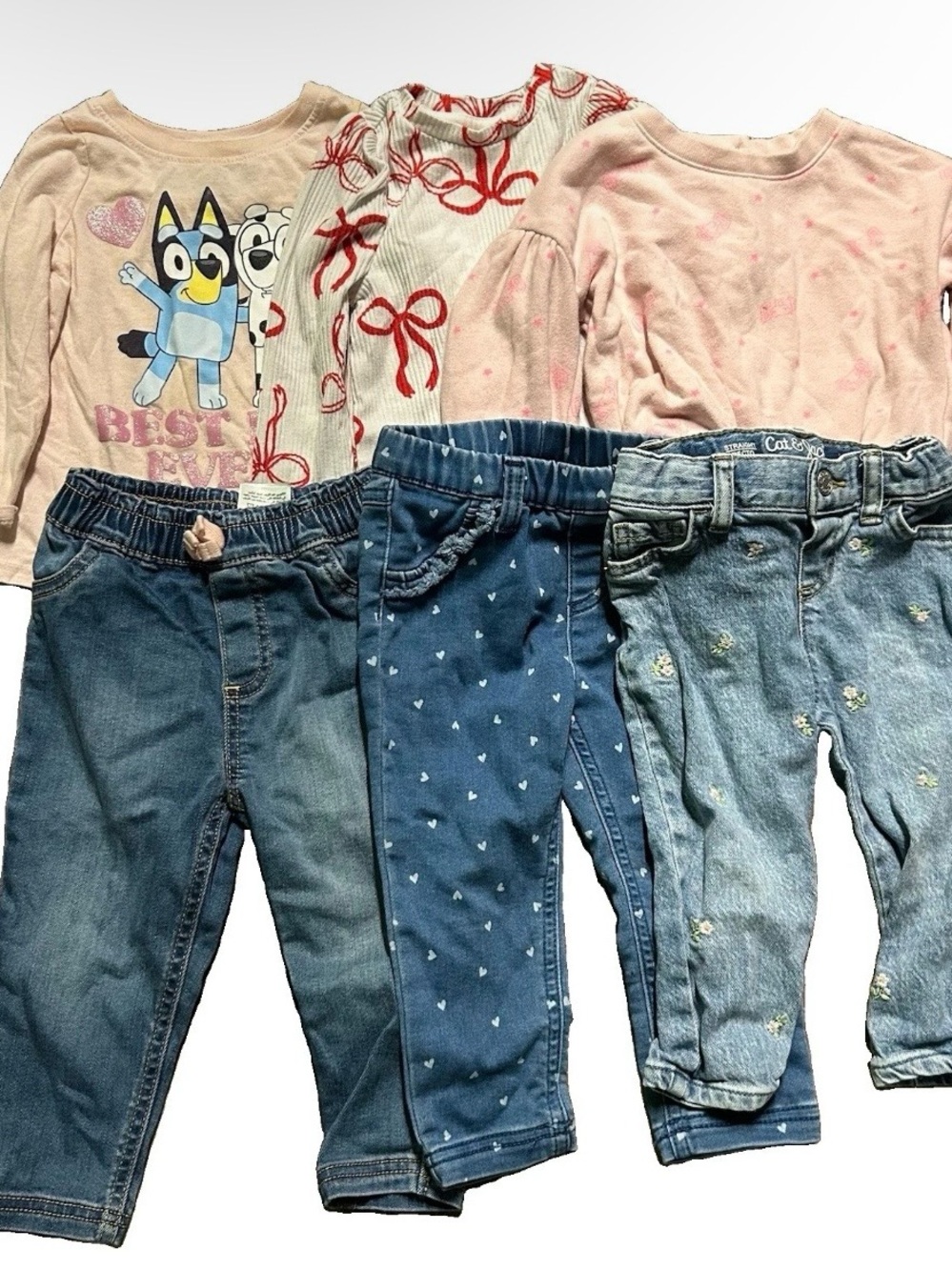 Toddler Girl Winter Clothing Jeans Long Sleeve Tops Size 12-18 Months